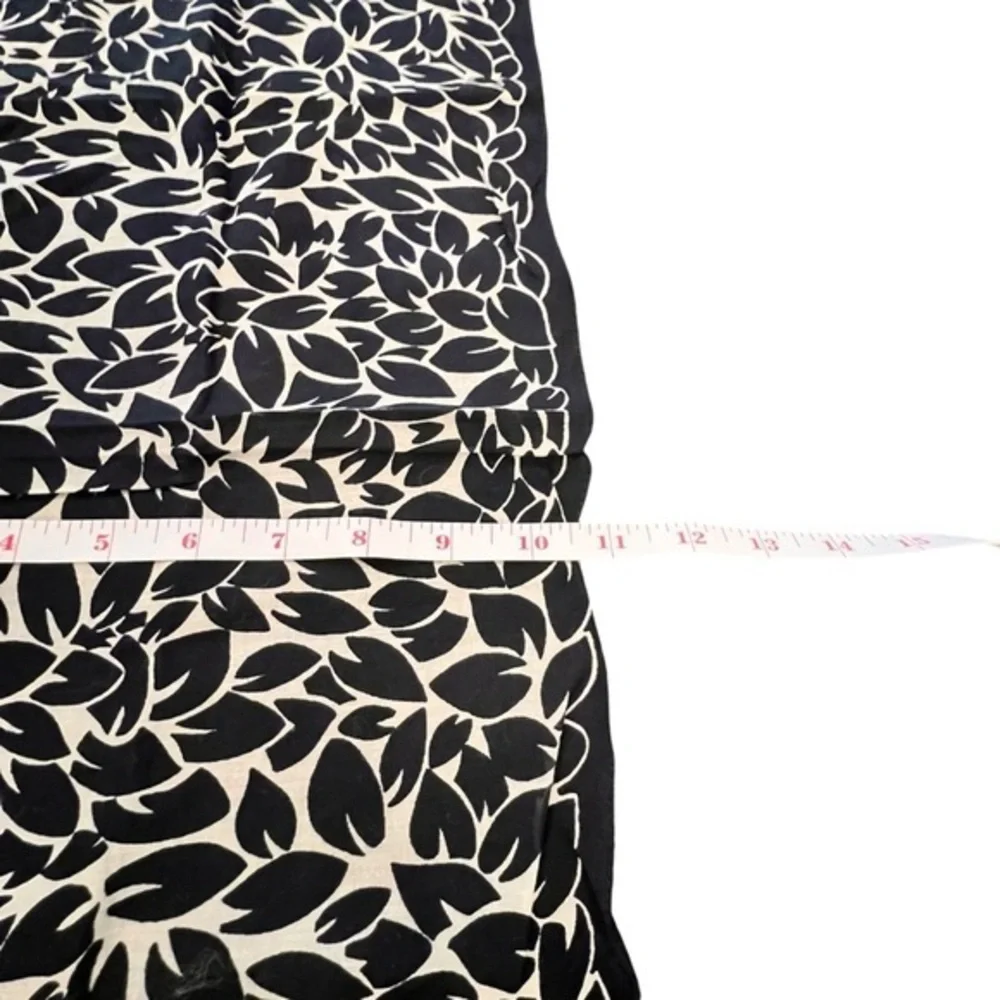 Vintage Adolf Exclusive Rectangle Scarf‎ Classic Black White Floral Nature Print